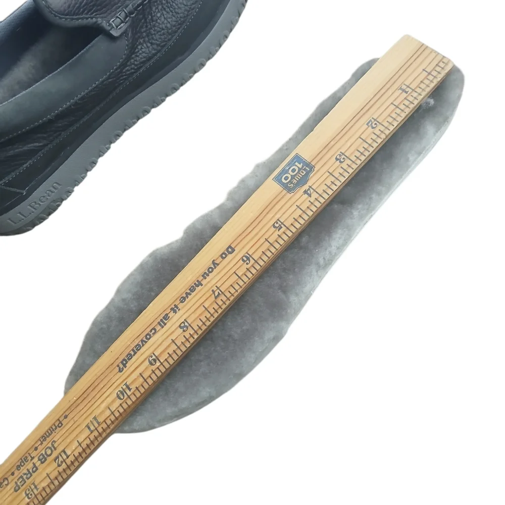 L.L. Bean All Week With Lamb Fur Lining Men's Size 10 Dark Leather Slip-Ons